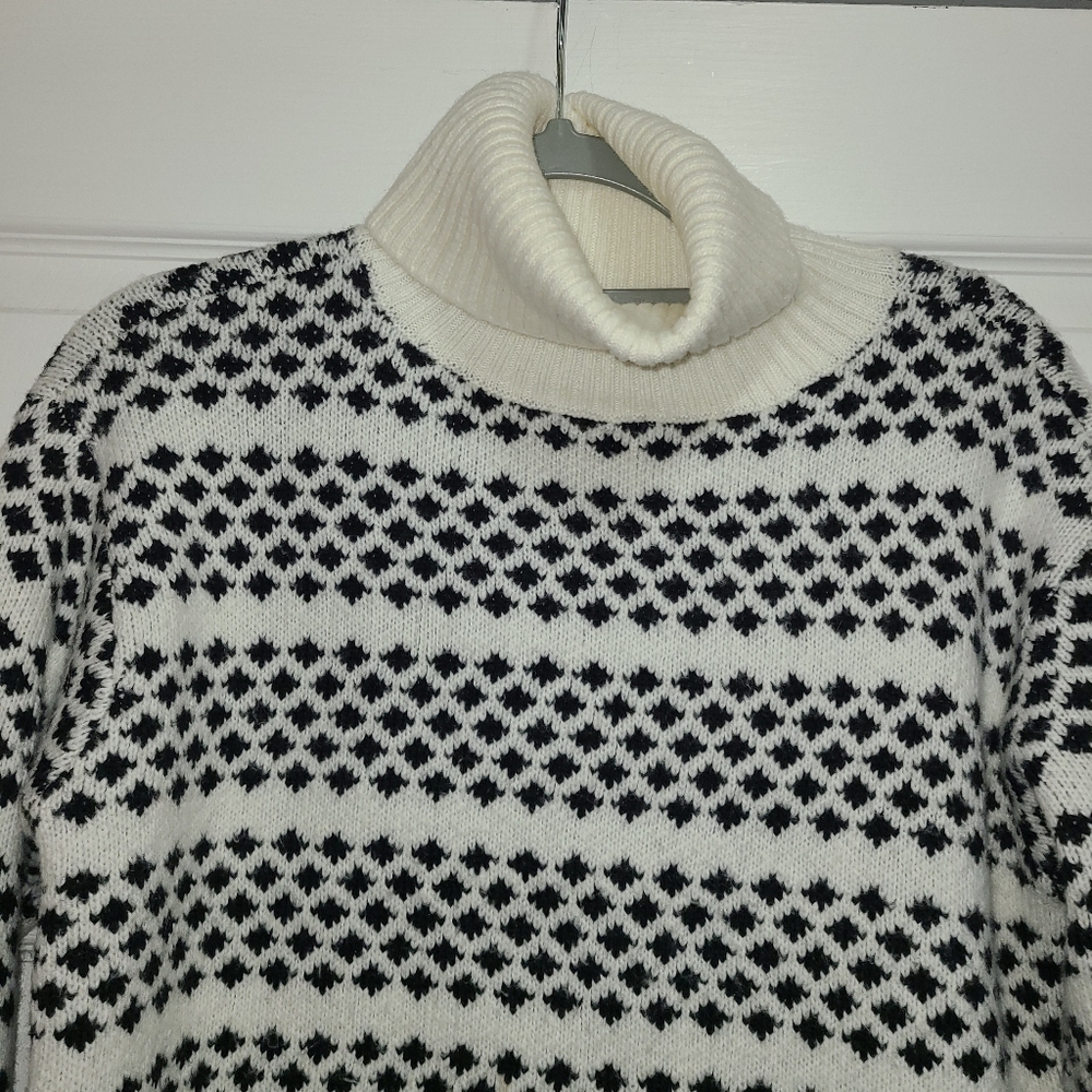Ann Taylor geo stripe‎ tunic Turtleneck Wool Blend Sweater xs